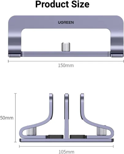 Vista 7 de UGREEN - Soporte vertical para laptop de 2 ranuras para escritorio, compatible con MacBook Pro Air, Lenovo Ideapad, Surface Book, HP Notebook, Dell