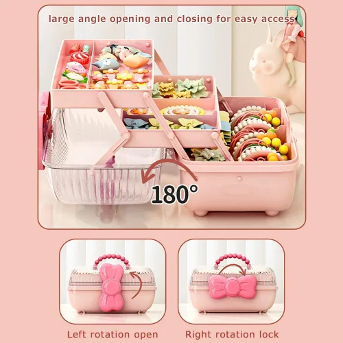 Vista 3 de Thcbme - Caja de almacenamiento de accesorios para el cabello de niñas, caja organizadora de interruptor de lazo, caja de joyería, soporte