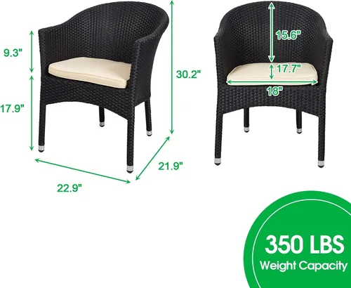 Vista 3 de TRY & DO Silla de comedor de mimbre de ratán para patio al aire libre con cojín suave extraíble, silla de comedor de ratán para interiores