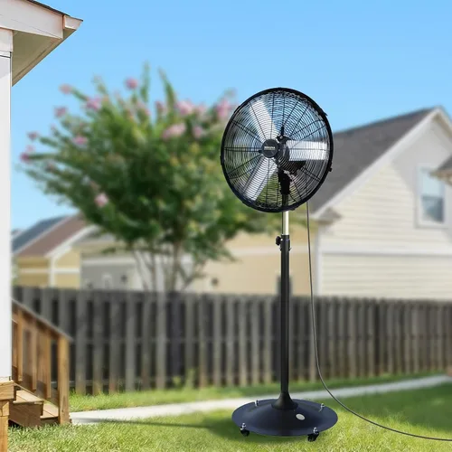 Vista 8 de Ventilador de pedestal para exteriores de 20 pulgadas, ventilador de pedestal oscilante de 4 velocidades con motor de CC sin escobillas sellado