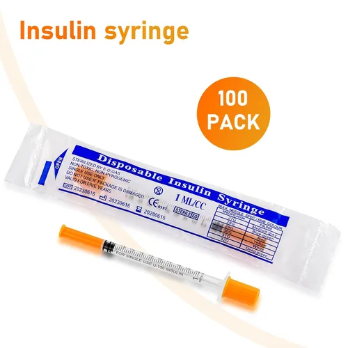 Vista 6 de Jeringa de 0.0 fl oz/cc con aguja de 0.3 pulgadas de 31G, jeringa naranja (31G-0.315 in-100Pack)