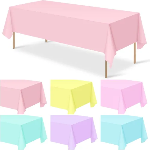 Vista 13 de MASHAN 6Pack de manteles para revelación de género, manteles desechables de plástico rosa y azul, fundas de mesa rectangulares para decoración