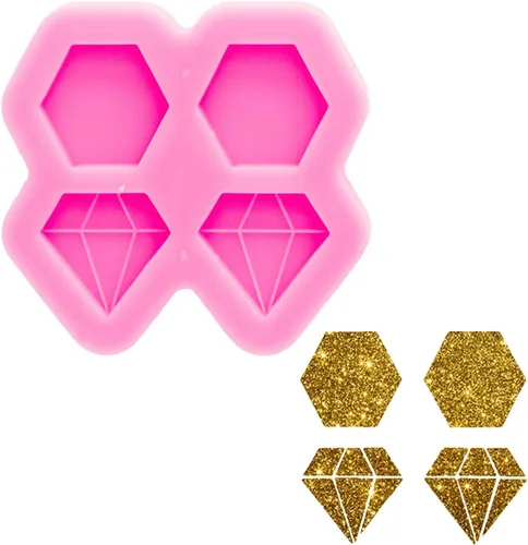 Vista 11 de Mini aretes de forma cuadrada y circular superbrillantes, molde de silicona, molde de resina, llavero de bricolaje, moldes epoxi, fabricación