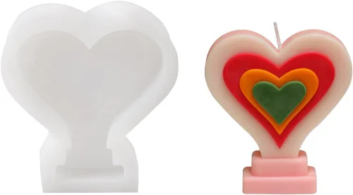 Vista 7 de Moldes de vela de silicona hechos a mano en forma de corazón moldes de vela de cera DIY regalos para bodas decoración del hogar (LZ446)