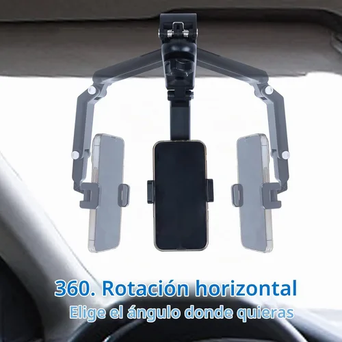 Vista 4 de Soporte para Teléfono con Visera Solar, Soporte para Teléfono con Espejo Retrovisor Giratorio 360°, Soporte para Teléfono Celular para Visera Solar
