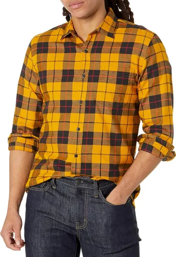 Vista 71 de Amazon Essentials Camisas de franela de manga larga para hombre, corte ajustado, a cuadros con botones