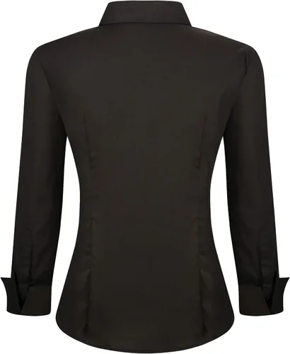 Vista 2 de Alex Vando Camisas de vestir para mujer, sin arrugas, ajuste regular, manga larga, elástica, camisa de trabajo