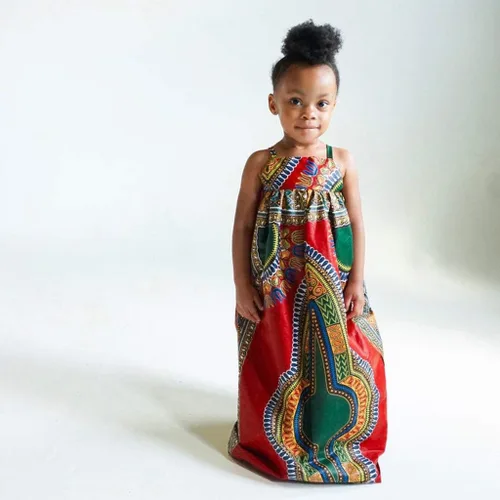 Vista 7 de WOCACHI Vestido largo de verano para niñas pequeñas Dashiki africanas, estilo étnico bohemio con estampado digital, Niñas