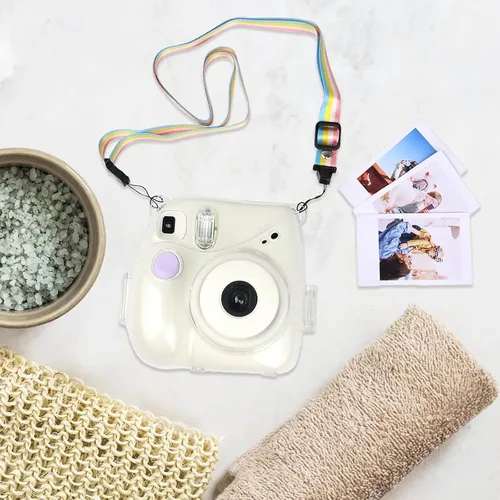 Vista 7 de Rieibi Funda para cámara instantánea Fujifilm Mini 7+, funda protectora de PP con correa de hombro extraíble