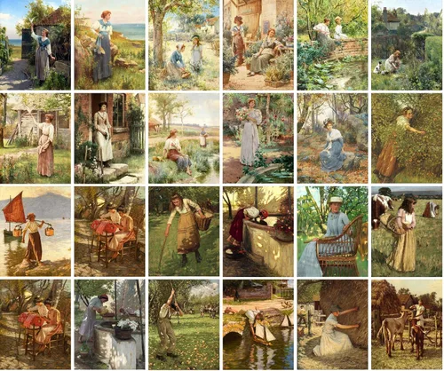 Vista 2 de PIXILUV Postales vintage 24 piezas RURAL PASTORAL VIDA ESCENAS Antiguo Museo Pintura Arte Alfred Retro Poster REPRINT