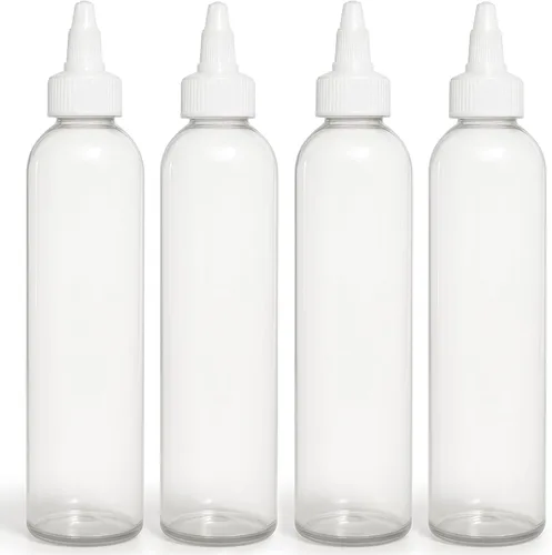 Vista 9 de BRIGHTFROM Botellas aplicadoras con tapa giratoria, plástico transparente de 8 onzas sin BPA, vacías, exprimidas, recargables, boquilla
