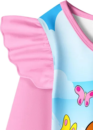 Vista 4 de Curious Girls Cartoon Dress Little Kids George Ruffle Long Sleeve Cute Playwear Night Clothes Outfit 2-3 T