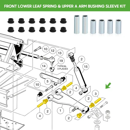 Vista 7 de 10L0L Kits de bujes de reparación de carrito de golf – Kits de bujes de reparación de extremo delantero y trasero para Club Car DS 1993 Arriba – Kit