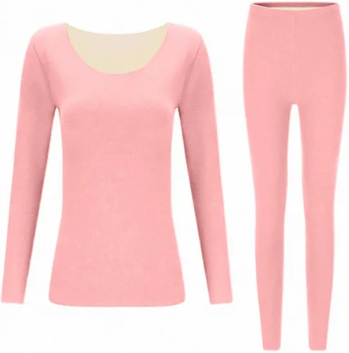 Vista 8 de Merdia Conjunto de ropa interior térmica para mujer, capa base elástica, suave, térmica, parte superior e inferior