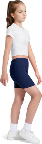 Vista 3 de KEREDA Pantalones cortos de ciclismo para niñas, de algodón, para bailar, para niños, paquete de 3