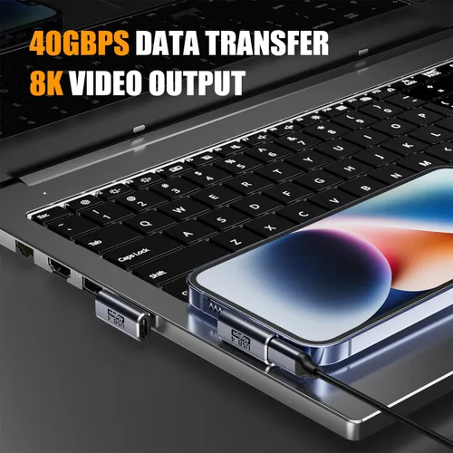 Vista 7 de BERLAT Adaptador USB C de 90 grados, USB C de ángulo recto de 240 W macho a hembra adaptador extensor para Steam Deck, ROG Ally, MacBook, tableta