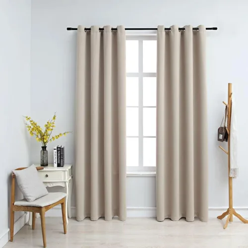 Vista 10 de Cortinas opacas con anillos 2 piezas, aislamiento térmico sólido con ojales, cortinas de ventana de reducción de ruido, cortinas de oscurecimiento
