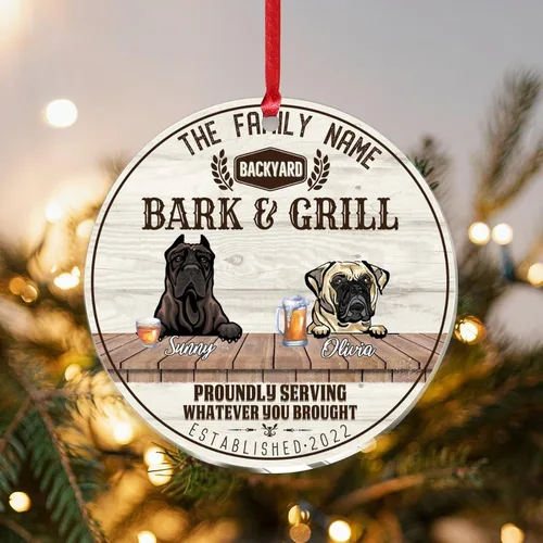 Vista 19 de SILYHEART Presa Canario & Welsh Hound Christmas Acrylic Ornaments Pet Dog Ceramic Christmas Keepsake Family Dog Name Funny Craft Hanging Ornaments