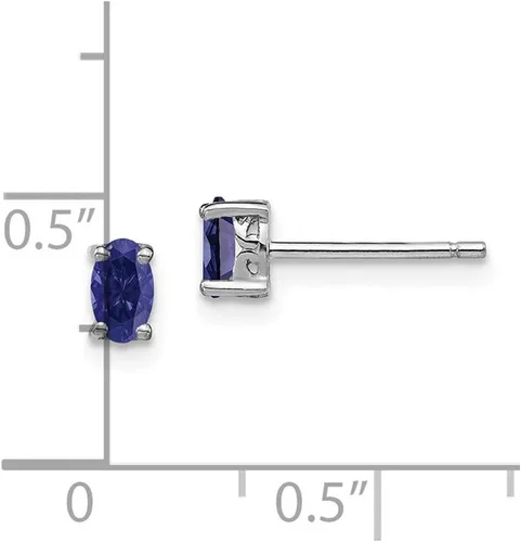 Vista 2 de Aretes de plata de ley 925 maciza de 0.197 x 0.118 in, ovalados con piedras preciosas de septiembre azul zafiro 0.197 in x 0.118 in, Gema, Zafiro