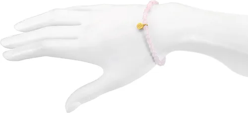 Vista 2 de Satya Jewelry 4mm Gemstone and 18K Yellow Gold Plated Lotus Stretch Bracelet, 7