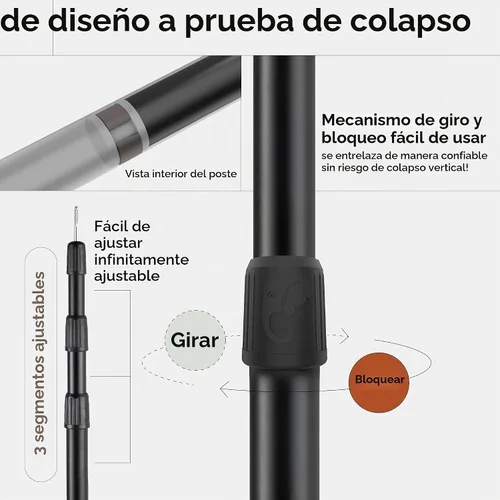Vista 3 de Postes de Lona de Acampada de Elefante Verde - Postes de Tienda de Aluminio Ajustables y Telescópicos para Lonas, Toldos y Toldillos - Juego
