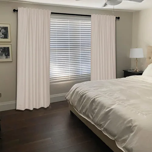 Vista 3 de Frelement Cortinas opacas de lino natural, paneles de cortinas con bolsillo para barra y pestaña trasera, para sala de estar, cortinas