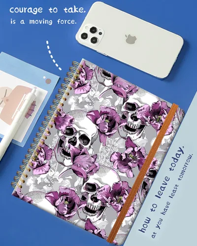 Vista 3 de Cuaderno de escritura en espiral a rayas, diario universitario forrado de tapa dura A5 para mujeres y niñas, encuadernación de doble alambre fuerte