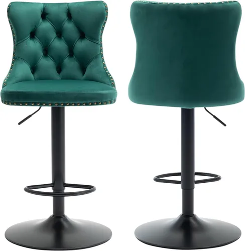 Vista 17 de Juego de 2 taburetes de bar beige, taburetes de bar tapizados ajustables con respaldo y reposapiés dorado, modernos taburetes de bar giratorios