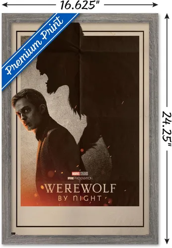 Vista 3 de Trends International Marvel Werewolf By Night - Póster de pared de una hoja, 22.4 pulgadas de largo x 14.7 pulgadas, versión enmarcada de madera