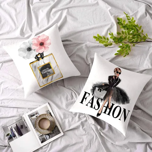 Vista 9 de Juego de 2 fundas de almohada decorativas de terciopelo suave para sofá o cama, de color rosa y gris, de 18 x 18 pulgadas, fundas de almohada 01