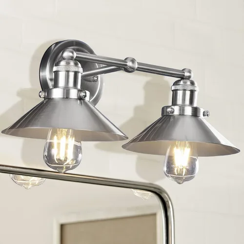 Vista 6 de JONATHAN Y JYL7427B JYL7427B del 17 de julio, lámpara de pared de sombra metálica de 44.5 cm con 2 luces, estilo granja contemporáneo transicional