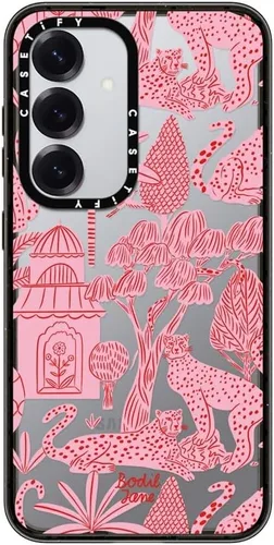 Vista 26 de CASETiFY Funda de impacto para Galaxy S22+ - Adhesivo Aries Moross, color negro transparente