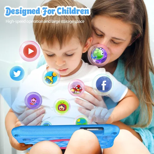 Vista 5 de VASOUN Tablet infantil de 7 pulgadas para niños pequeños, Android 13 32 GB de RAM con doble cámara WiFi, control parental, Bluetooth, a prueba