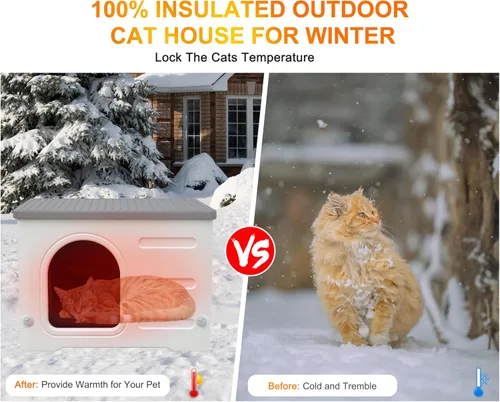Vista 5 de Rockever - Casa para gatos HDPE con forro, impermeable, fácil de limpiar al aire libre