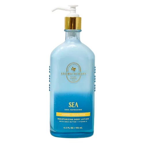 Vista 2 de Bath & Body Works Aromaterapia Sea Soul refrescante JASMINE + EUCALYPTUS Paquete de 2 loción corporal hidratante con un jabón en barra de avena