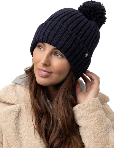Vista 4 de HEAT HOLDERS - Sombrero térmico de invierno con forro polar grueso para mujer con pompón