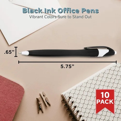 Vista 5 de DISCOUNT PROMOS Juego de 10 bolígrafos de oficina de plástico de dos tonos, paquete a granel, tinta negra, ideal para oficina, escuela, negocios
