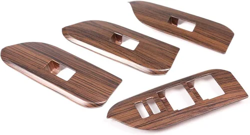 Vista 8 de Left Drive - Marco de botón de elevación de ventana de coche ABS de grano de pino para Land Cruiser Prado FJ150 150 2014-2018
