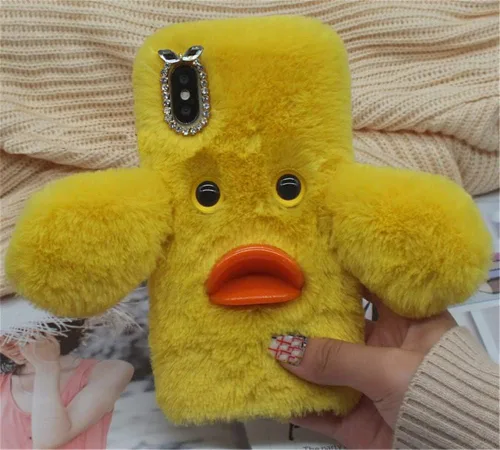 Vista 18 de Funda para Moto G Power 2021, lujosa funda de invierno cálida hecha a mano con pato de diamante, pelo de conejo suave y peludo, para Motorola Moto G