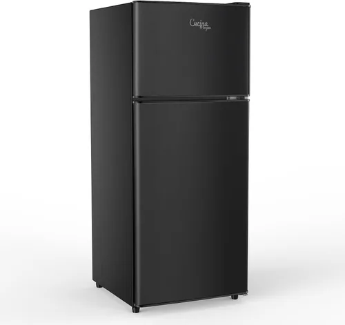 Vista 10 de Cucina Magica - Mini refrigerador con congelador, 3.2 pies cúbicos, pequeño refrigerador, 7 termostatos ajustables, ahorro de energía, bajo nivel