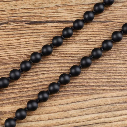 Vista 6 de COAI Collar con cuentas de piedra de 108 Mala hecha a mano de 0.236in, Piedra, Tiendaita