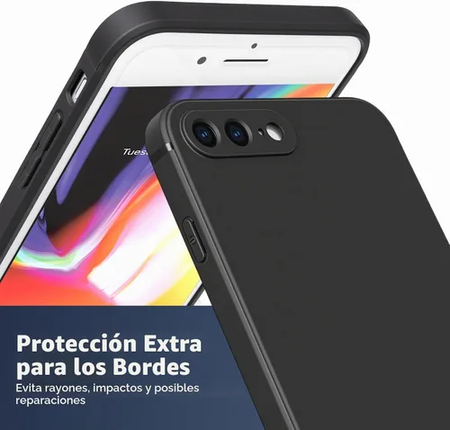 Vista 4 de FanTEK Funda para teléfono compatible con iPhone 7 Plus, iPhone 8 Plus, antiarañazos y huellas dactilares, funda protectora, color negro mate