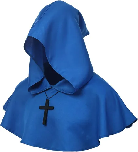 Vista 15 de BLESSUME Collar de cruz medieval con capucha pagana Wicca, accesorio para cosplay