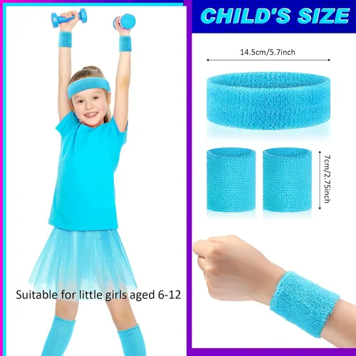 Vista 2 de Sintege Calentador de piernas de los años 80 para niñas y niños, calentador de piernas de neón, diadema de los años 80, accesorio elegante
