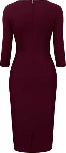 Vista 7 de Miusol Vestido de cóctel de manga 23 con volantes retro para mujer