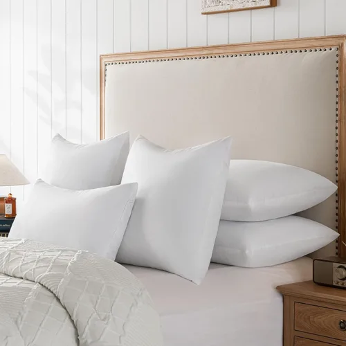 Vista 7 de basic home Insertos de Almohadas Decorativas de 12x20 - Insertos de Almohadas de Plumas de Plumón - Oblongo - Tela de Algodón - Juego de 2 - Blanco.