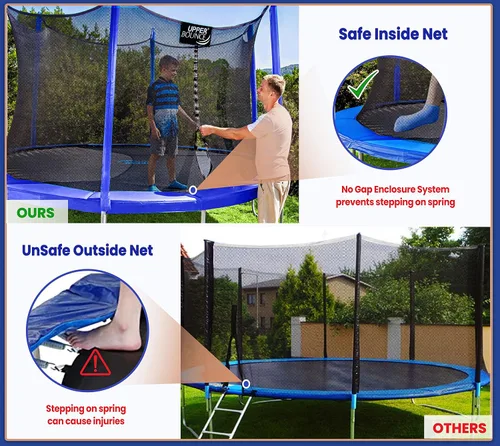 Vista 4 de Machrus Upper Bounce Round Trampoline Outdoor Backyard with Enclosure Net, Recreational, Gymnastics Activity for Kids and Adults