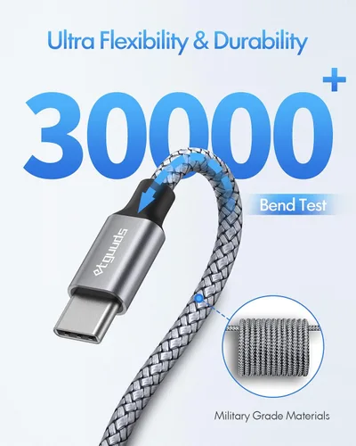 Vista 6 de etguuds USB C to USB C Cable 2 m, Long USB C to C Charging Cable PD 60 W/3 A Fast Charging Cable Nylon for iPhone 16/15/15Pro, Galaxy S24 S23 S22