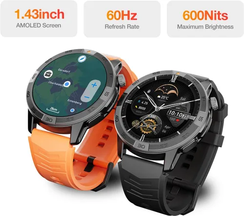 Vista 3 de AGM Legion Pro - Reloj inteligente resistente, pantalla AMOLED de 1.43 pulgadas (60 Hz, 600 nits), a prueba de golpes y caídas, 164.0 ft