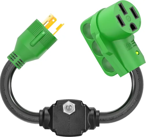 Vista 8 de RVGUARD Protector contra sobrecarga de 30 amperios, cable adaptador del generador a la caravana con interruptor de circuito, adaptador de corriente